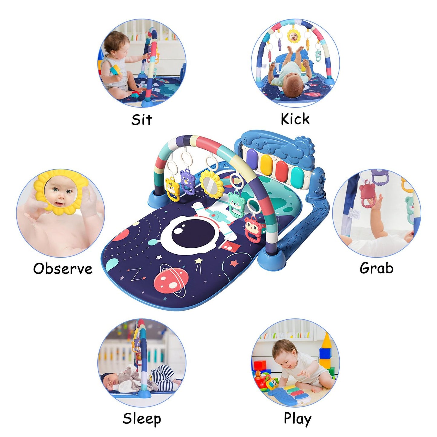 2 In 1 Baby Gym Musical Activity Tummy Time Mat