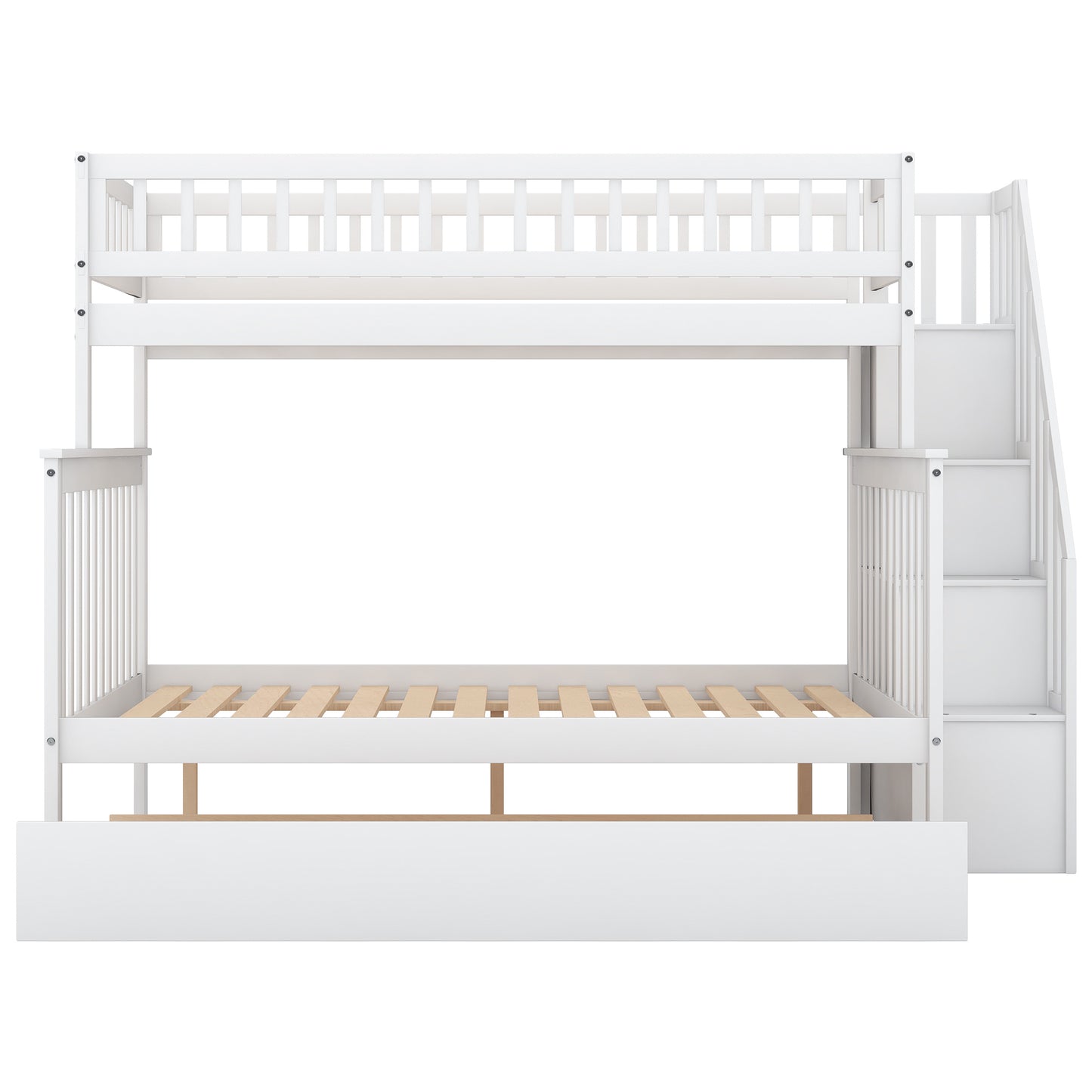 Twin over Full Bunk Bed w/Trundle & Staircase