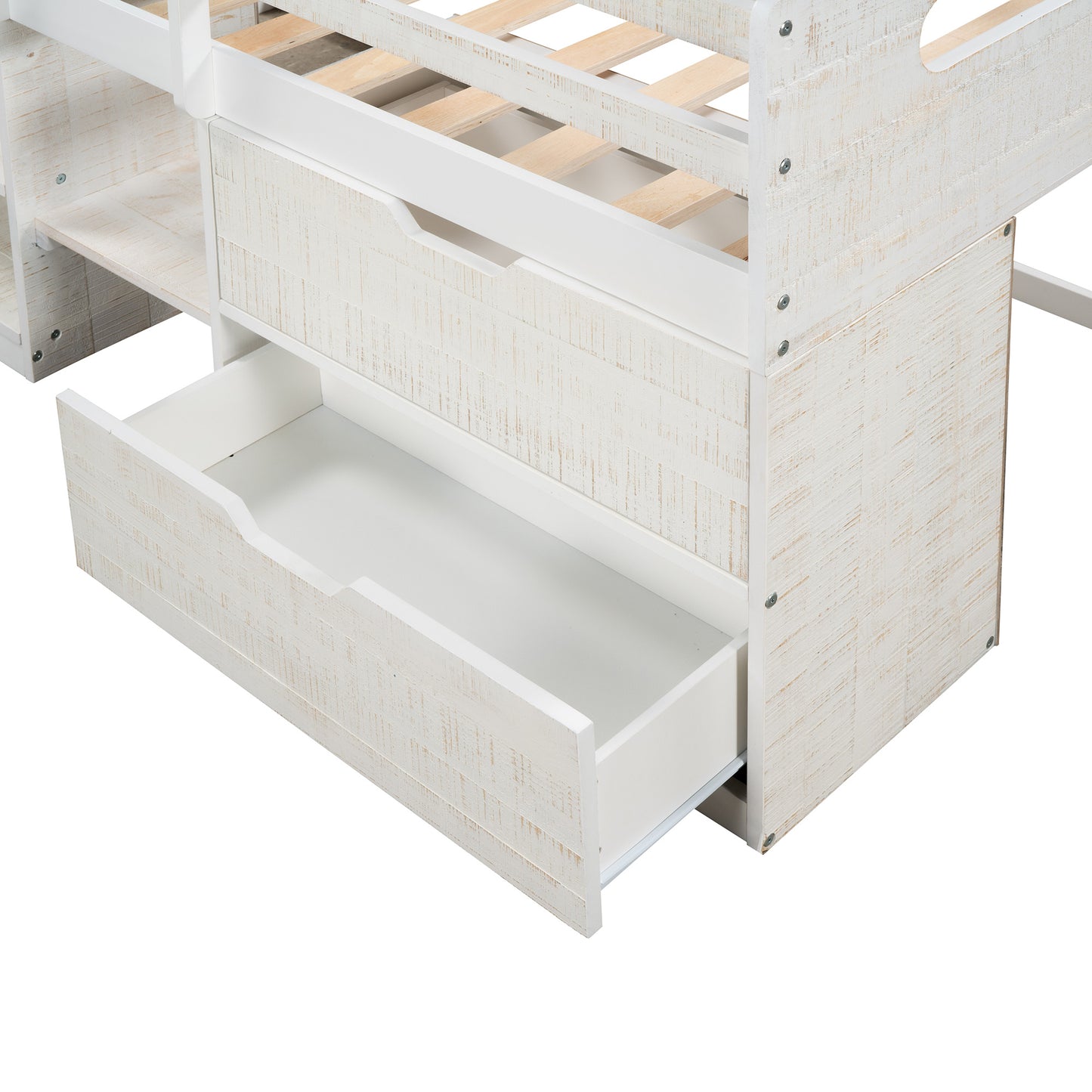 Twin size Loft Bed w/Two Shelves & Two drawers