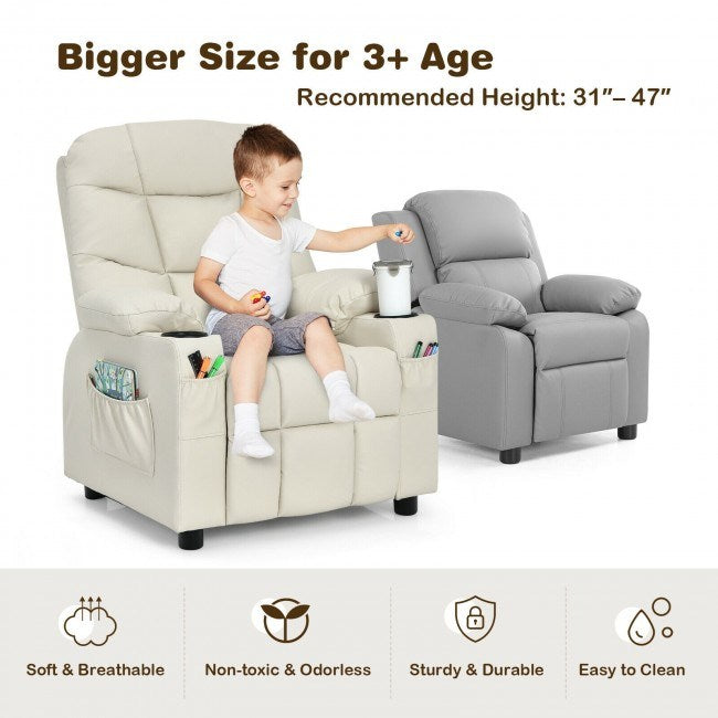 Kids Recliner w/ Cup Holders and Side Pockets