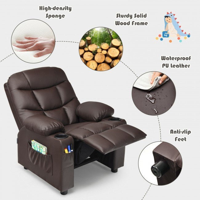 Kids Recliner w/ Cup Holders and Side Pockets