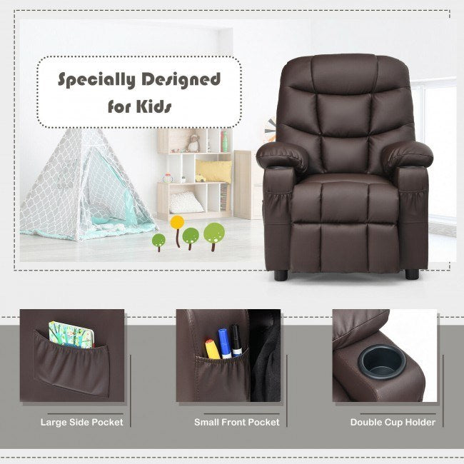 Kids Recliner w/ Cup Holders and Side Pockets