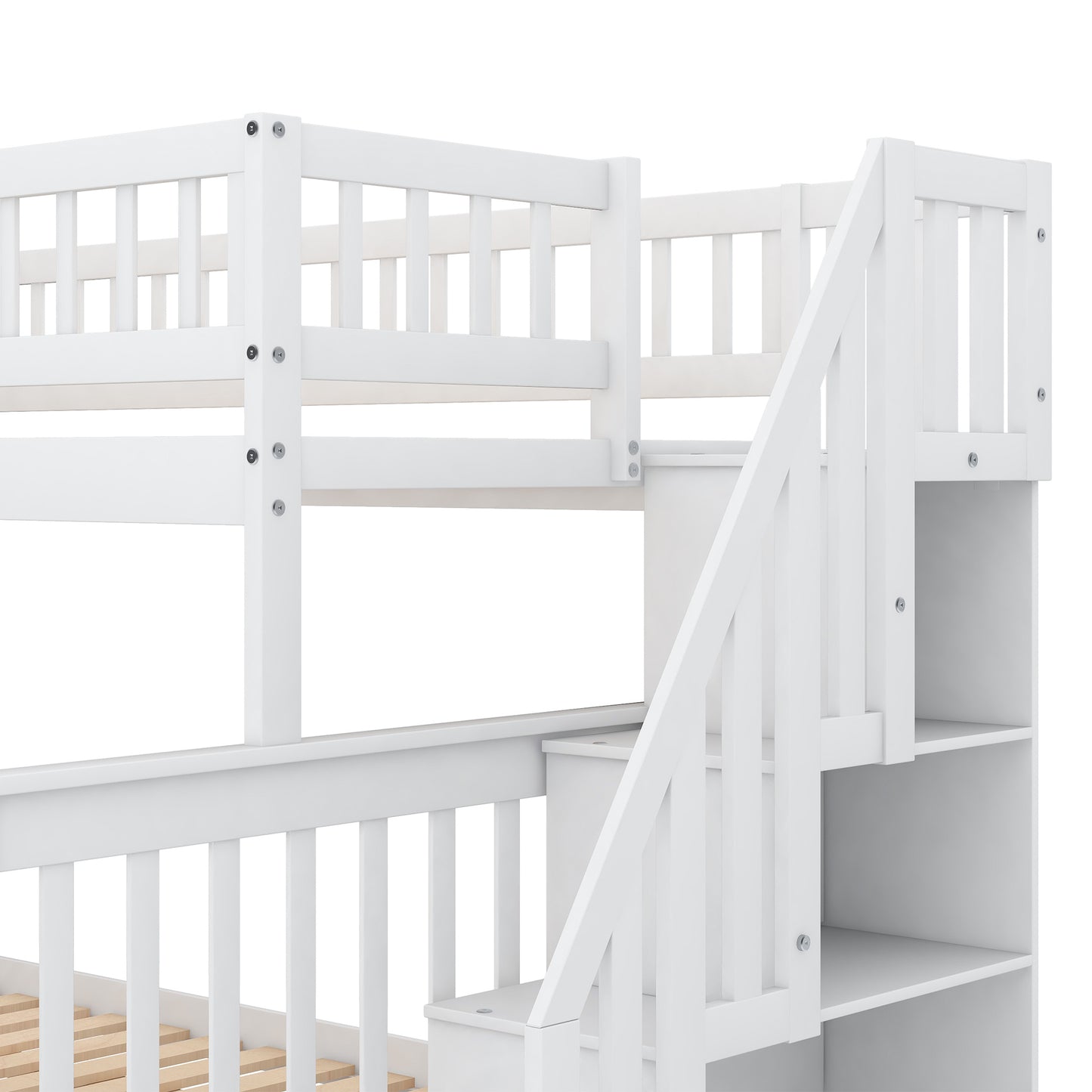 Twin over Full Bunk Bed w/Trundle & Staircase