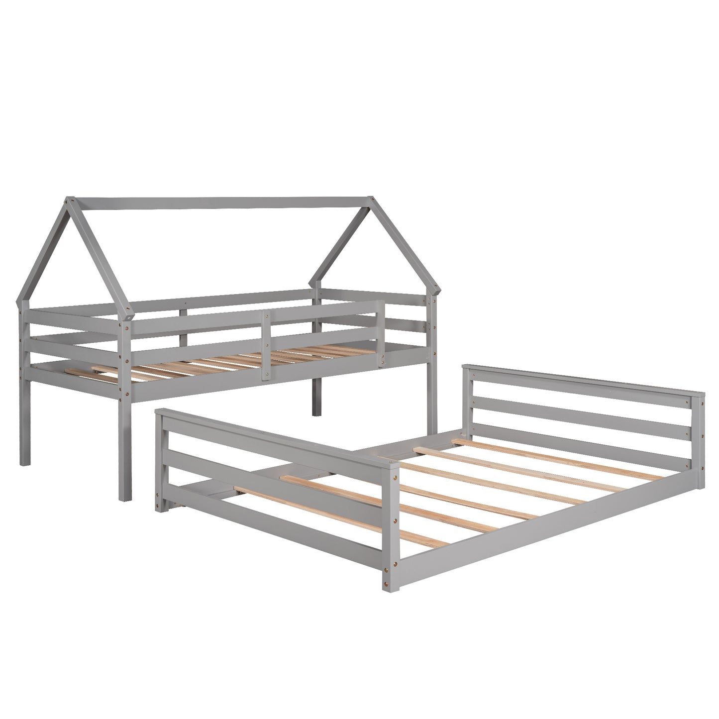 Twin over Full House Bunk Bed w/Built-in Ladder