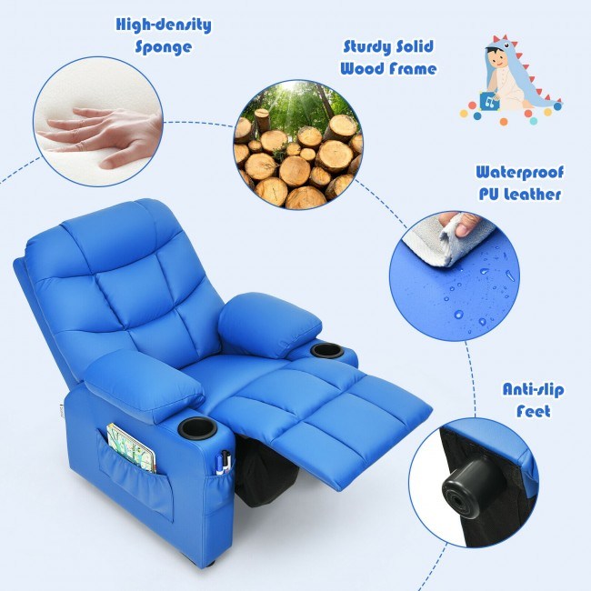 Kids Recliner w/ Cup Holders and Side Pockets