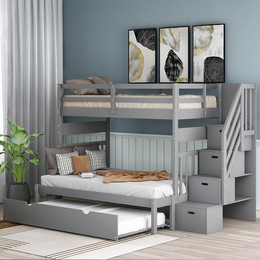 Twin over Twin/Full Bunk Bed w/Twin Size Trundle