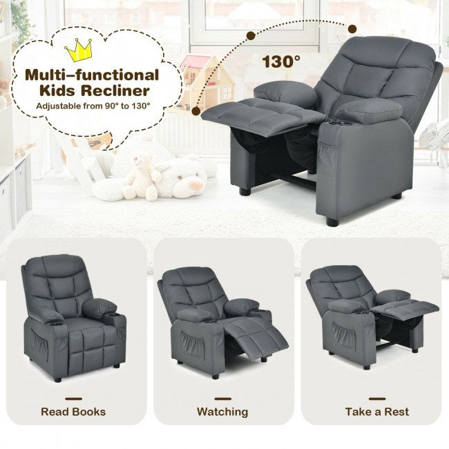 Kids Recliner w/ Cup Holders and Side Pockets