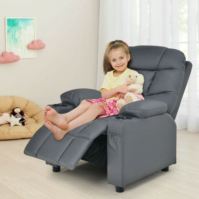 Kids Recliner w/ Cup Holders and Side Pockets