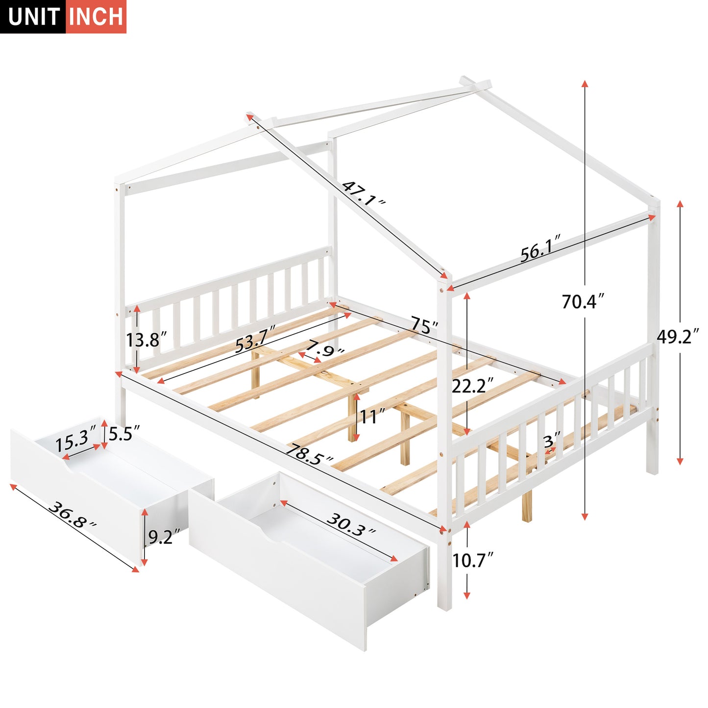 Full Size Roof Design Platform Bed