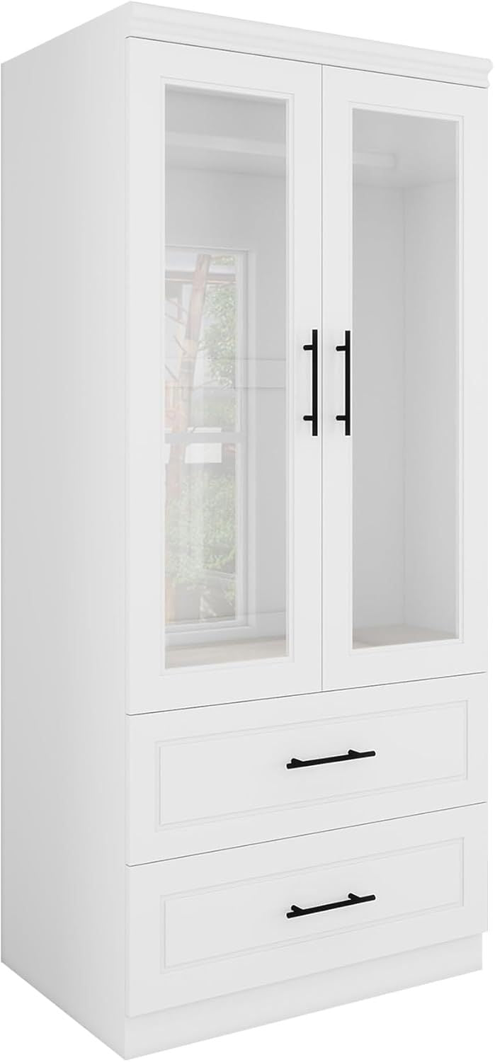 Armoire Wardrobe Closet w/2 Glass Doors