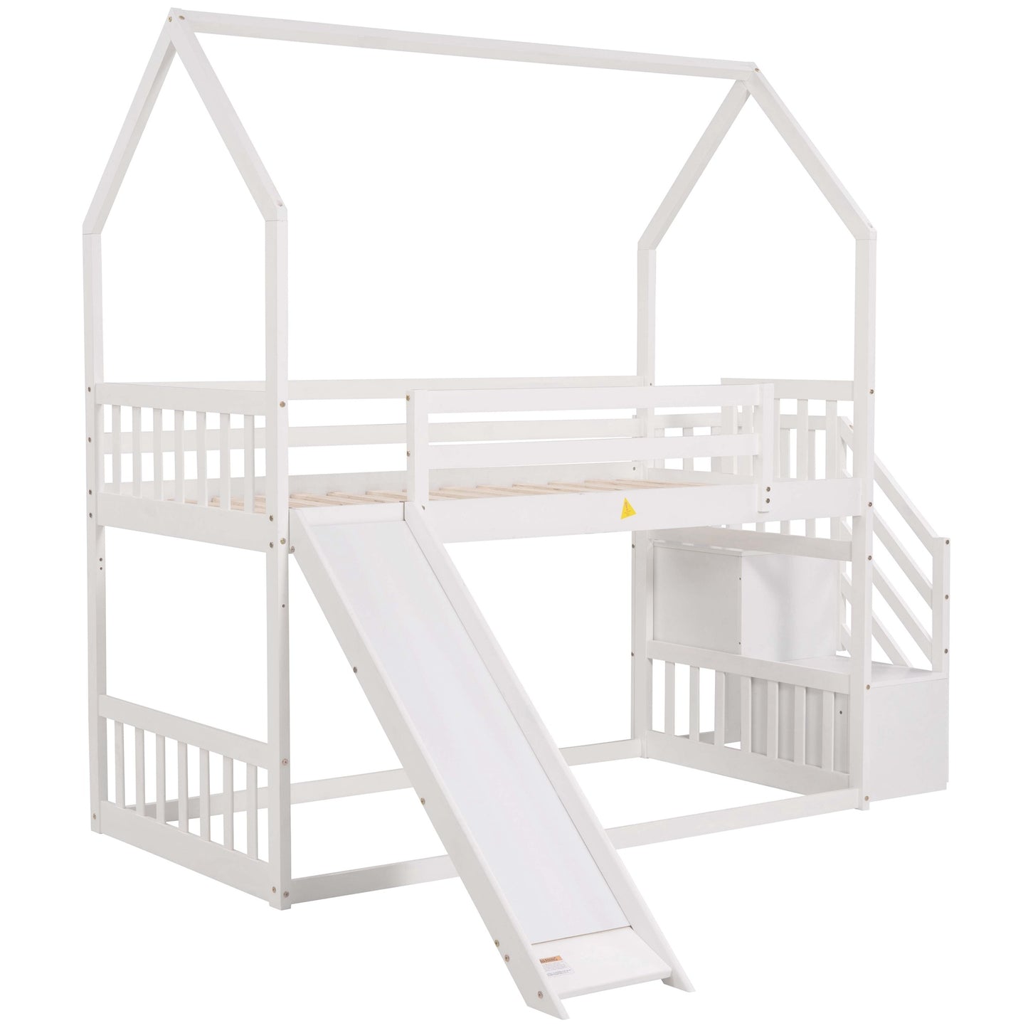 Twin over Twin Bunk Bed with Convertible Slide & Storage Staircase