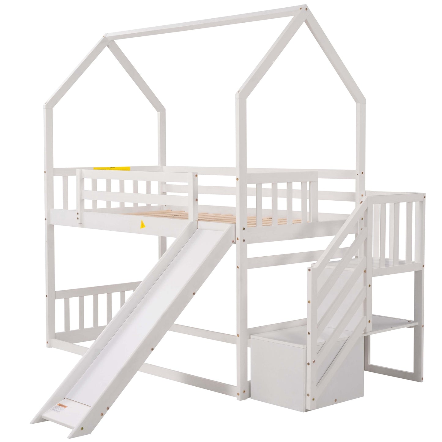 Twin over Twin Bunk Bed with Convertible Slide & Storage Staircase