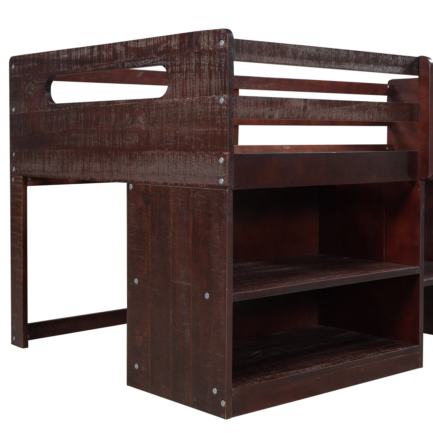 Twin size Loft Bed w/Two Shelves & Two drawers