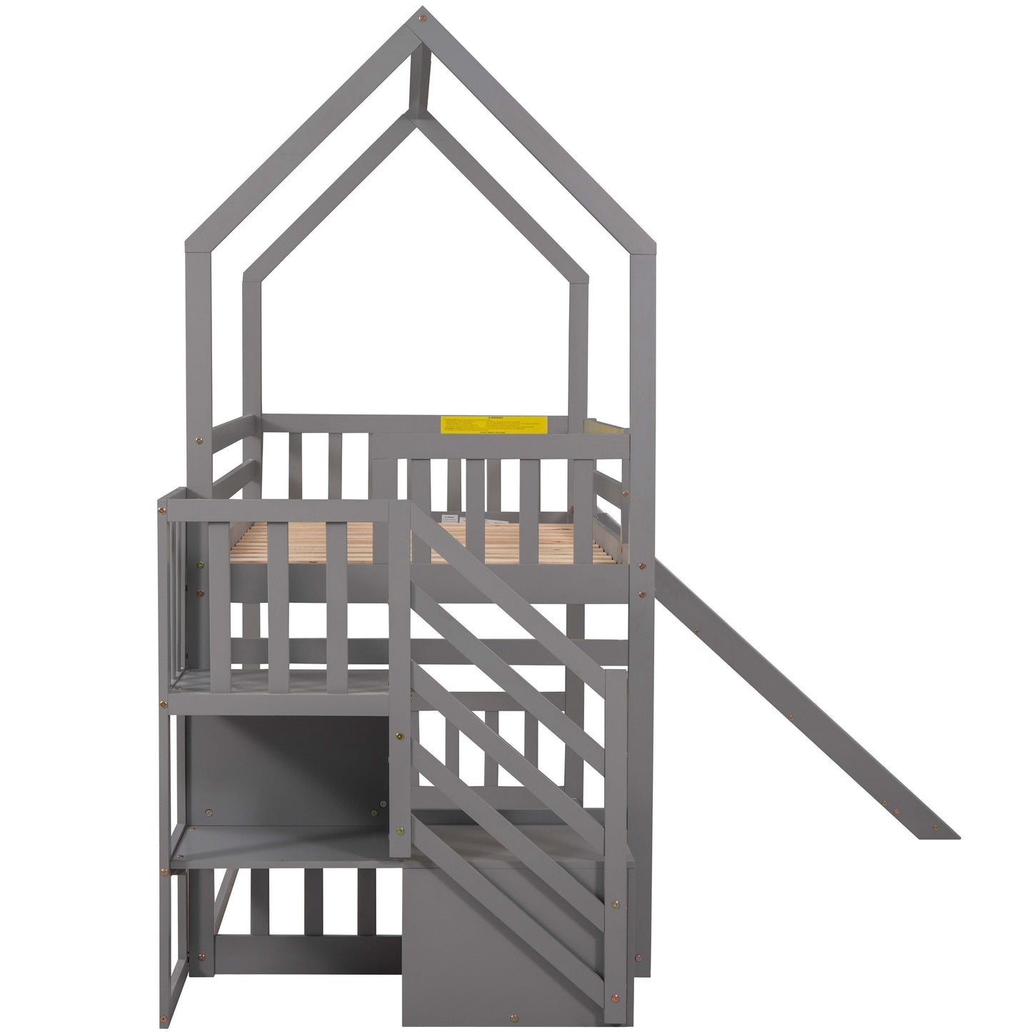 Twin over Twin Bunk Bed with Convertible Slide & Storage Staircase