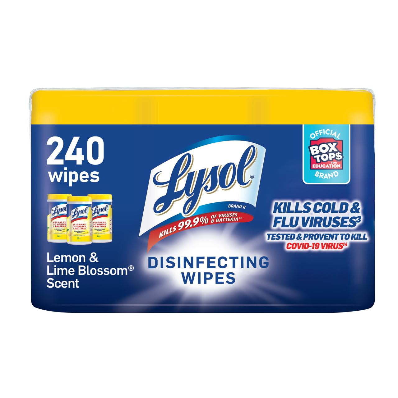 Lysol Disinfectant Wipes, 240 Count (Pack of 3)