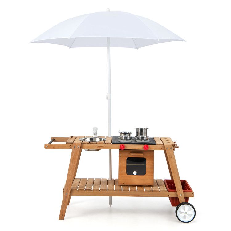 Wooden Play Cart with Sun Proof Umbrella