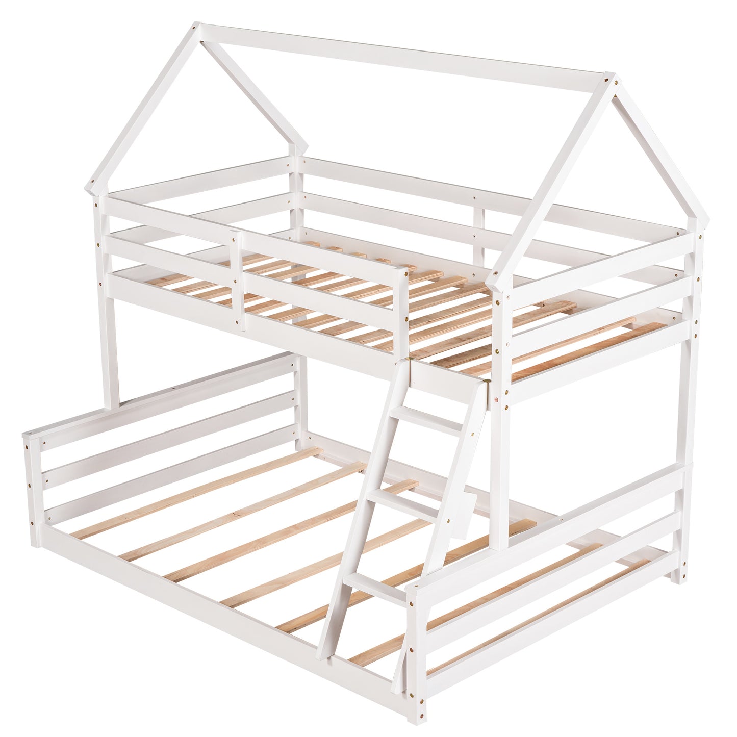 Twin over Full House Bunk Bed w/Built-in Ladder