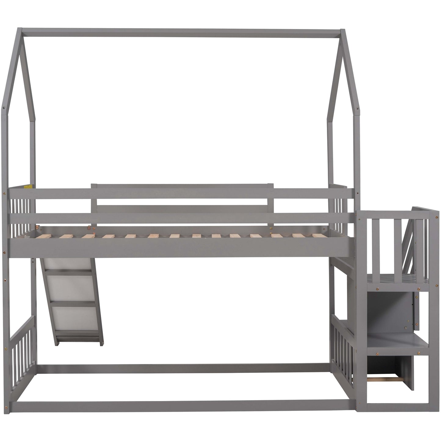 Twin over Twin Bunk Bed with Convertible Slide & Storage Staircase