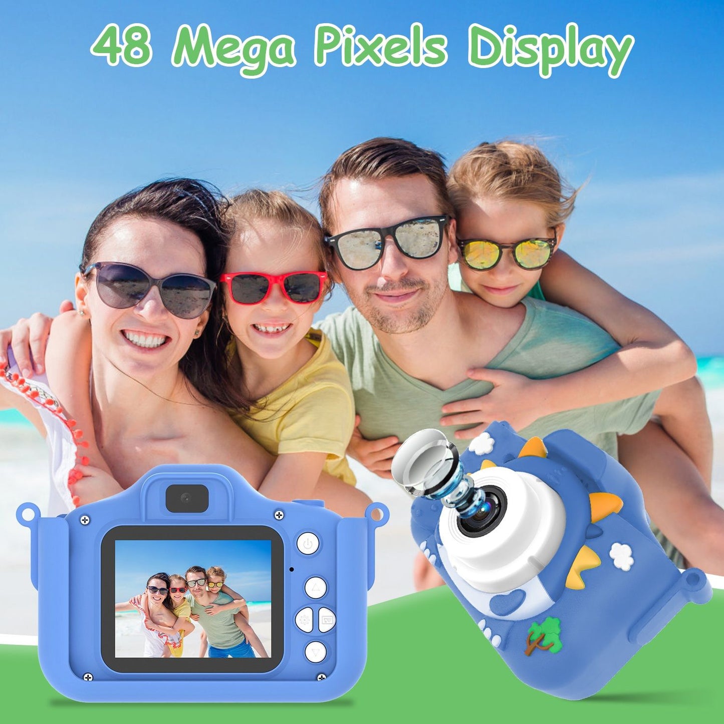 48MP 1080P HD Dinosaur Kids Selfie Camera