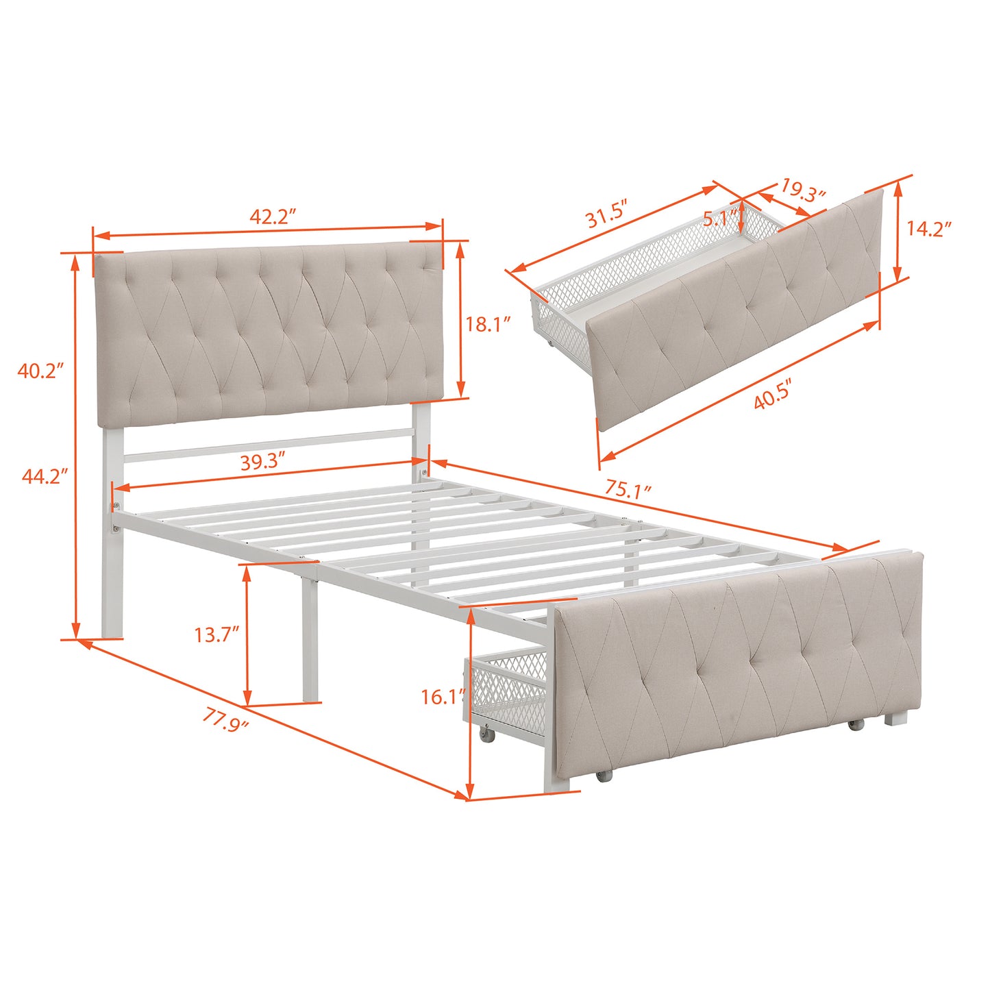 Twin Size Storage Bed w/Big Drawer