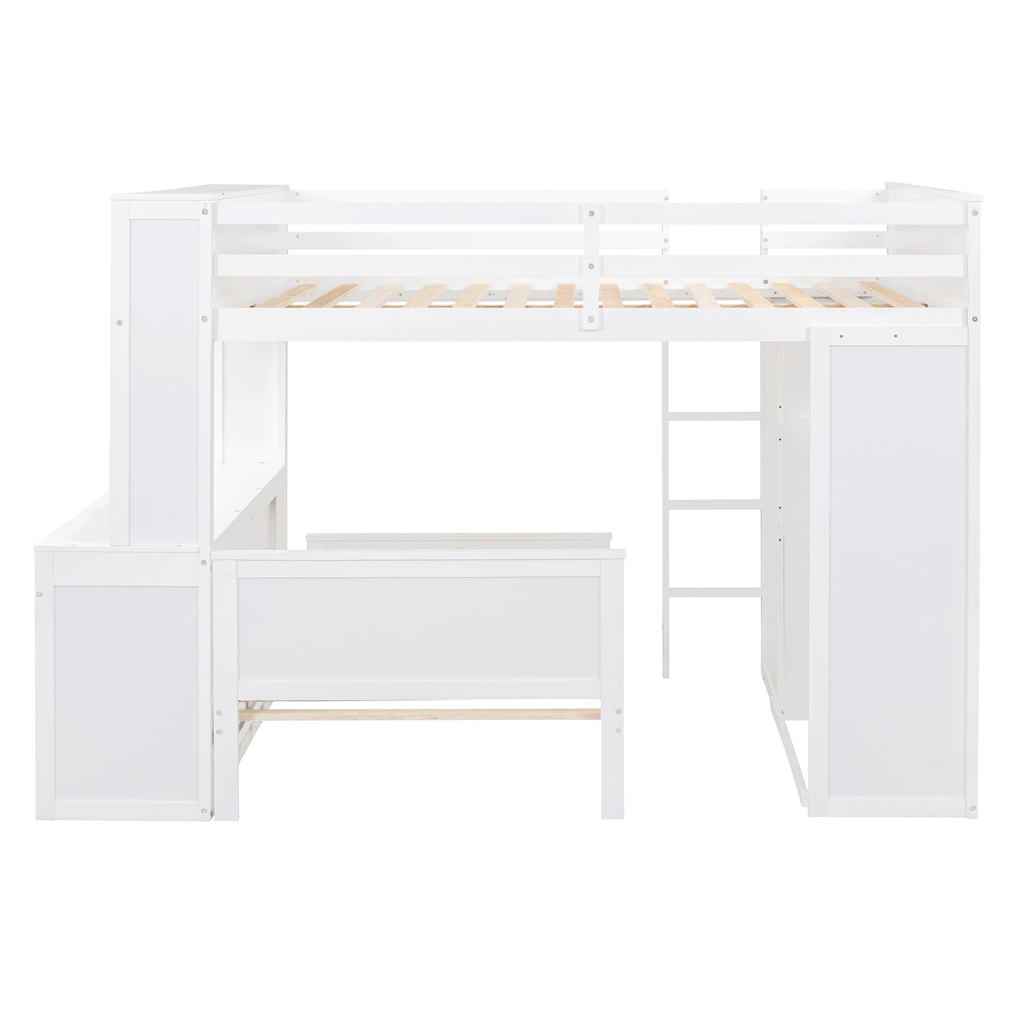 Full size Loft Bed w/ twin size Stand-alone bed( Shelves, Desk, and Wardrobe)