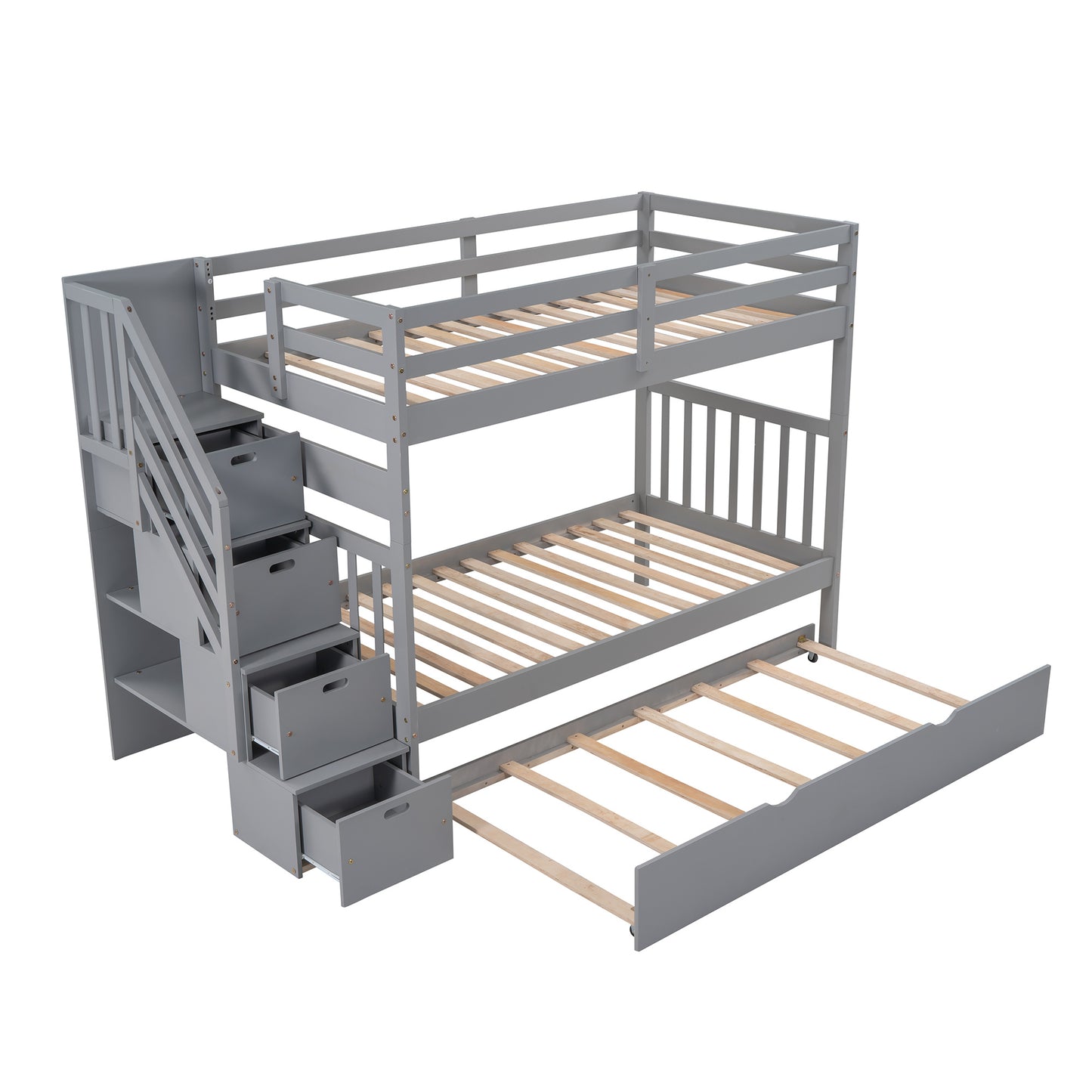 Twin over Twin/Full Bunk Bed w/Twin Size Trundle