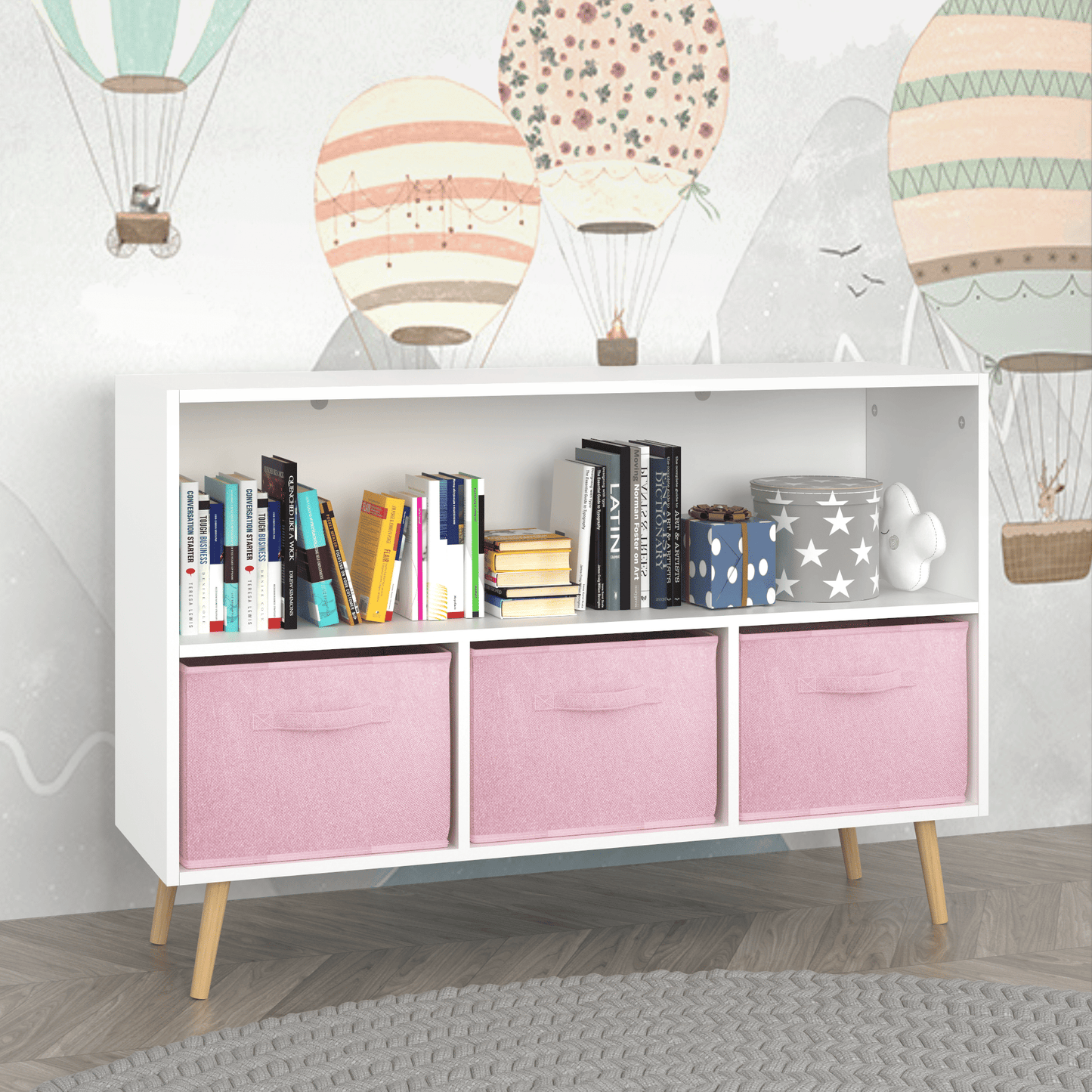 bookcase w/ Collapsible Fabric Drawers