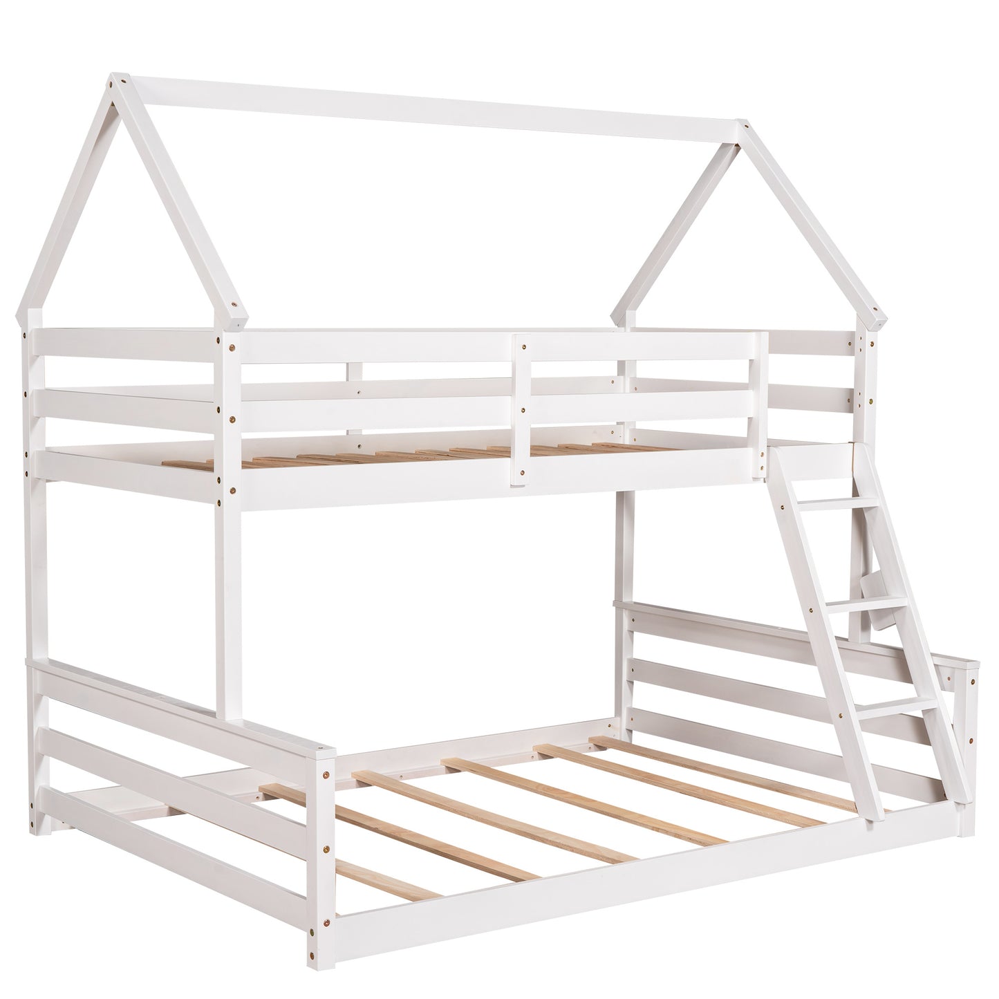 Twin over Full House Bunk Bed w/Built-in Ladder