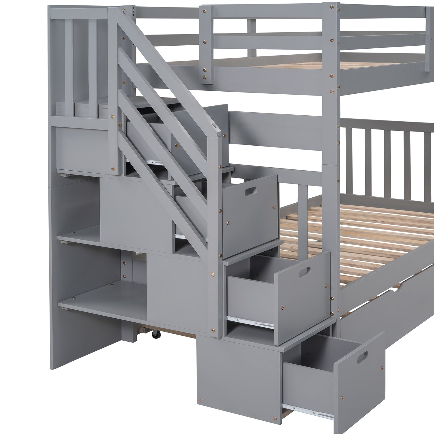 Twin over Twin/Full Bunk Bed w/Twin Size Trundle