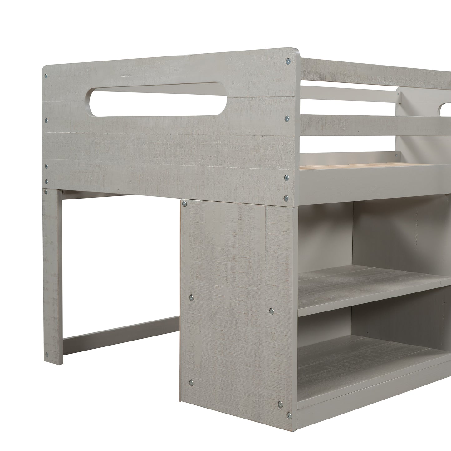 Twin size Loft Bed w/Two Shelves & Two drawers