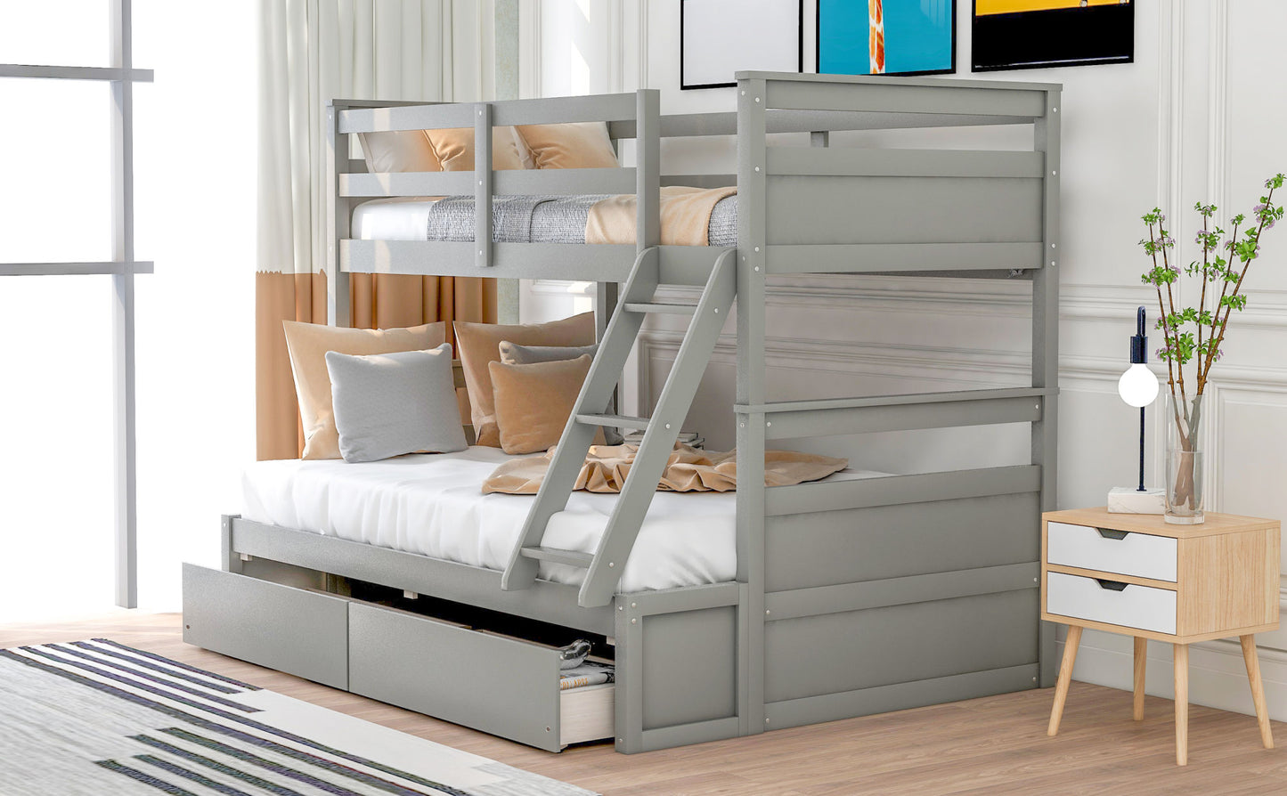 Twin over Full Bunk Bed w/Storage