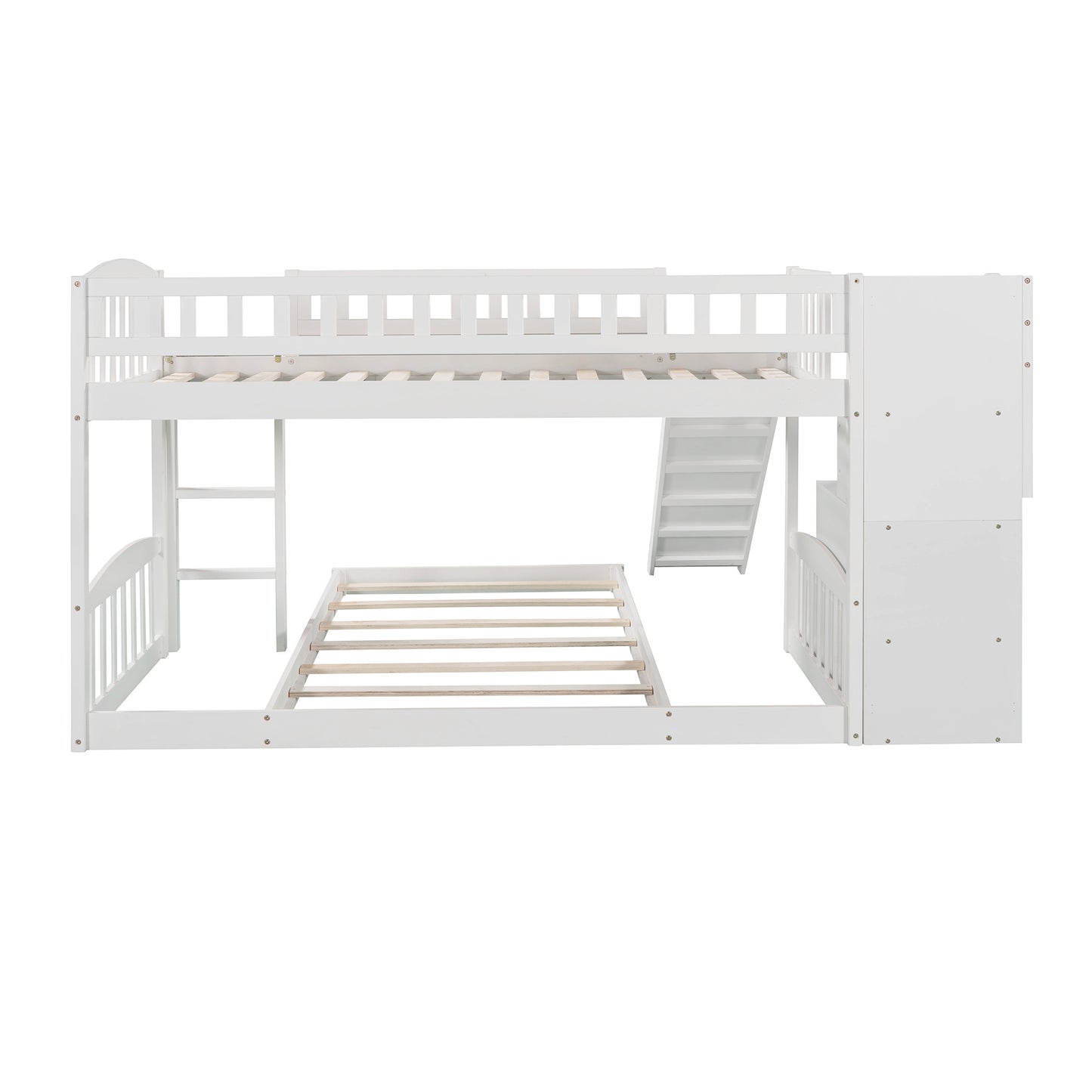 Stairway Twin over Twin Bunk Bed w/Two Drawers and Slide