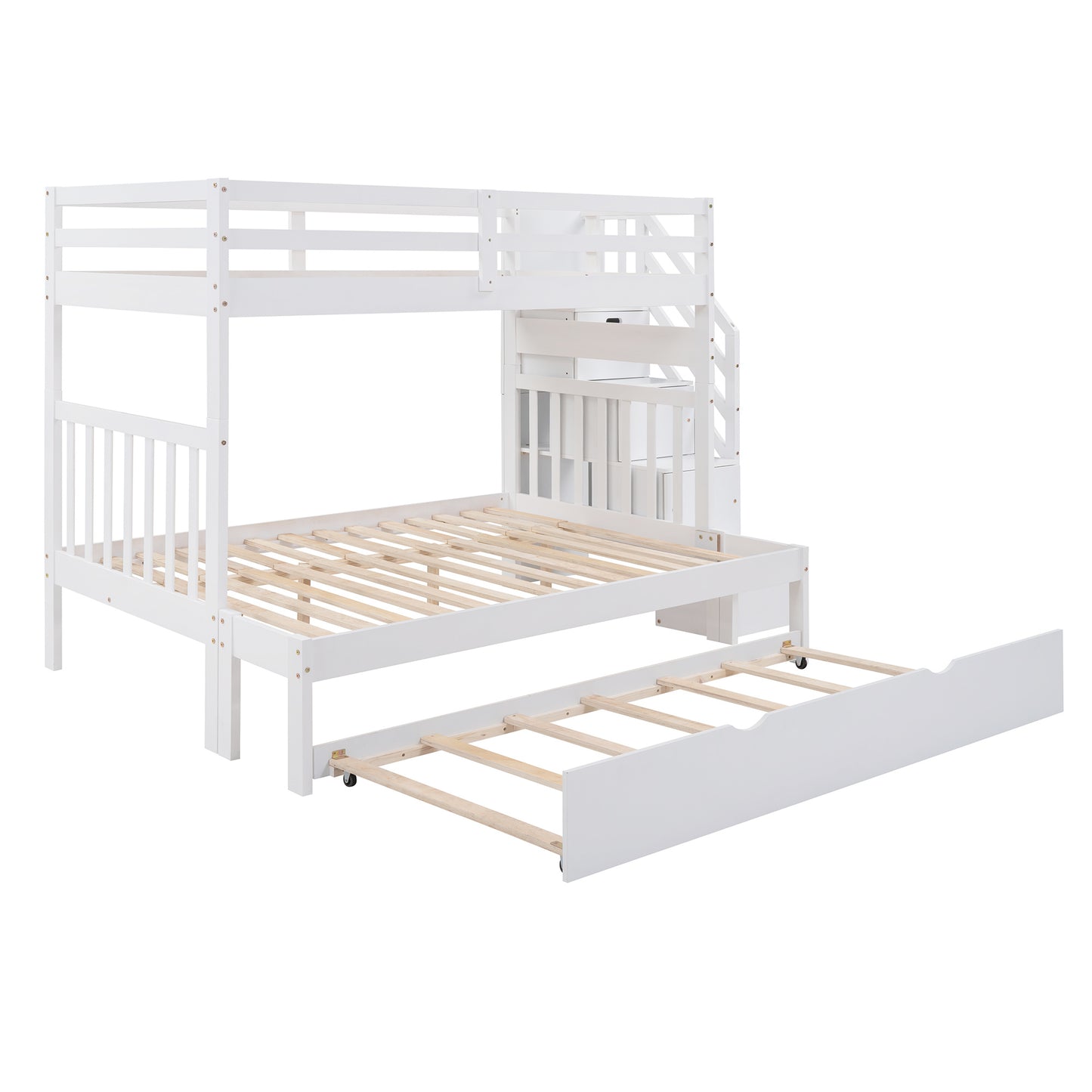 Twin over Twin/Full Bunk Bed w/Twin Size Trundle