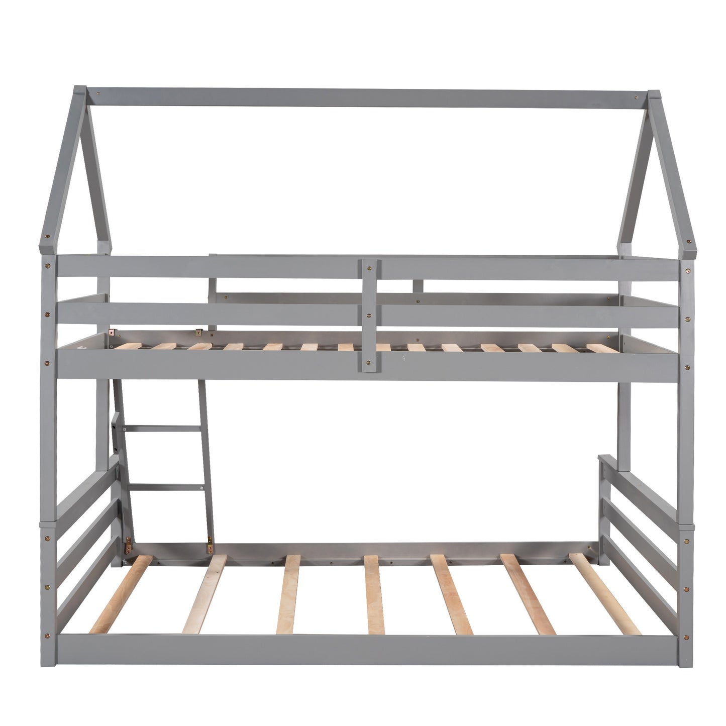 Twin over Full House Bunk Bed w/Built-in Ladder