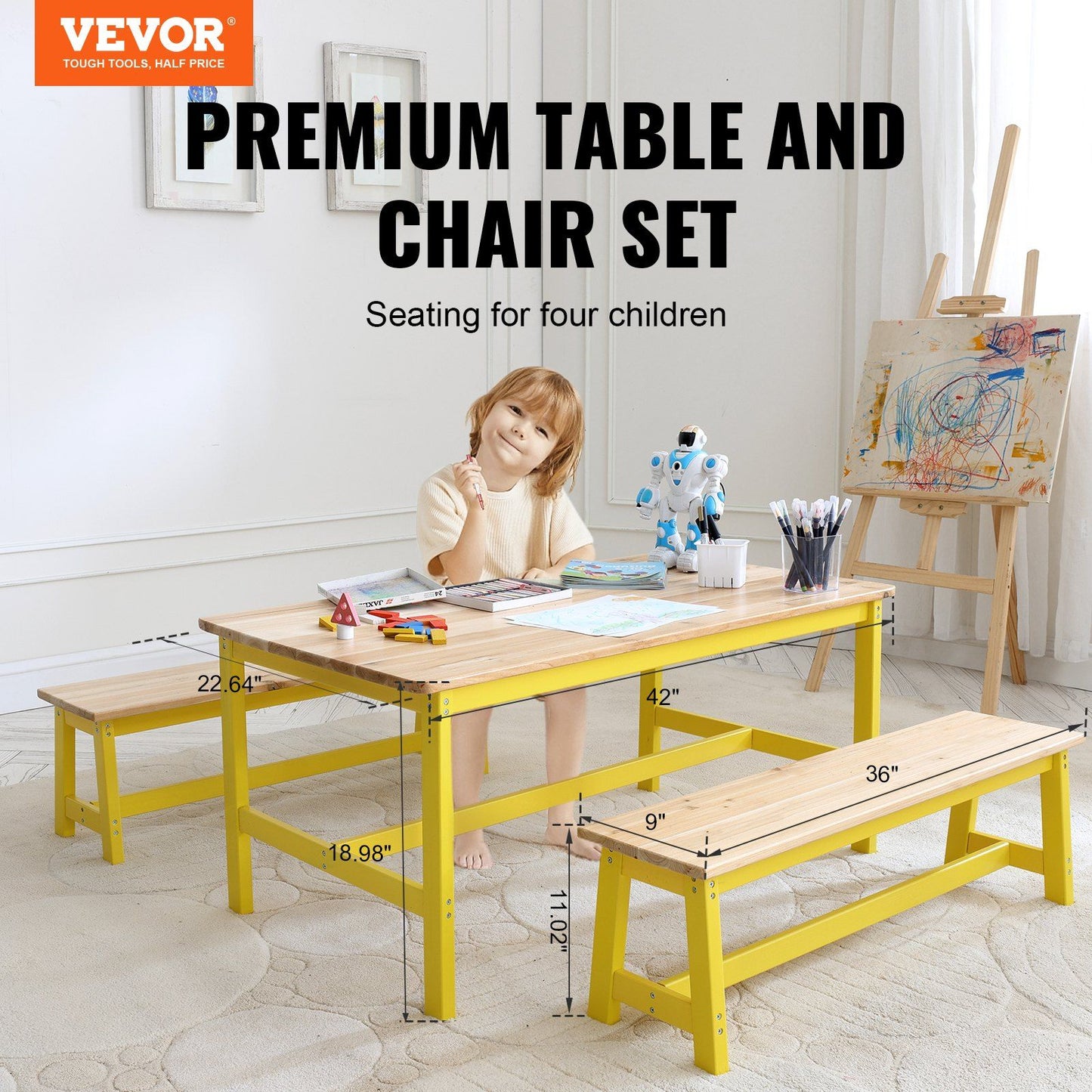 Wooden Table and Bench Set