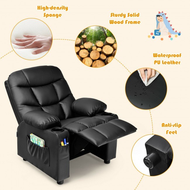 Kids Recliner w/ Cup Holders and Side Pockets