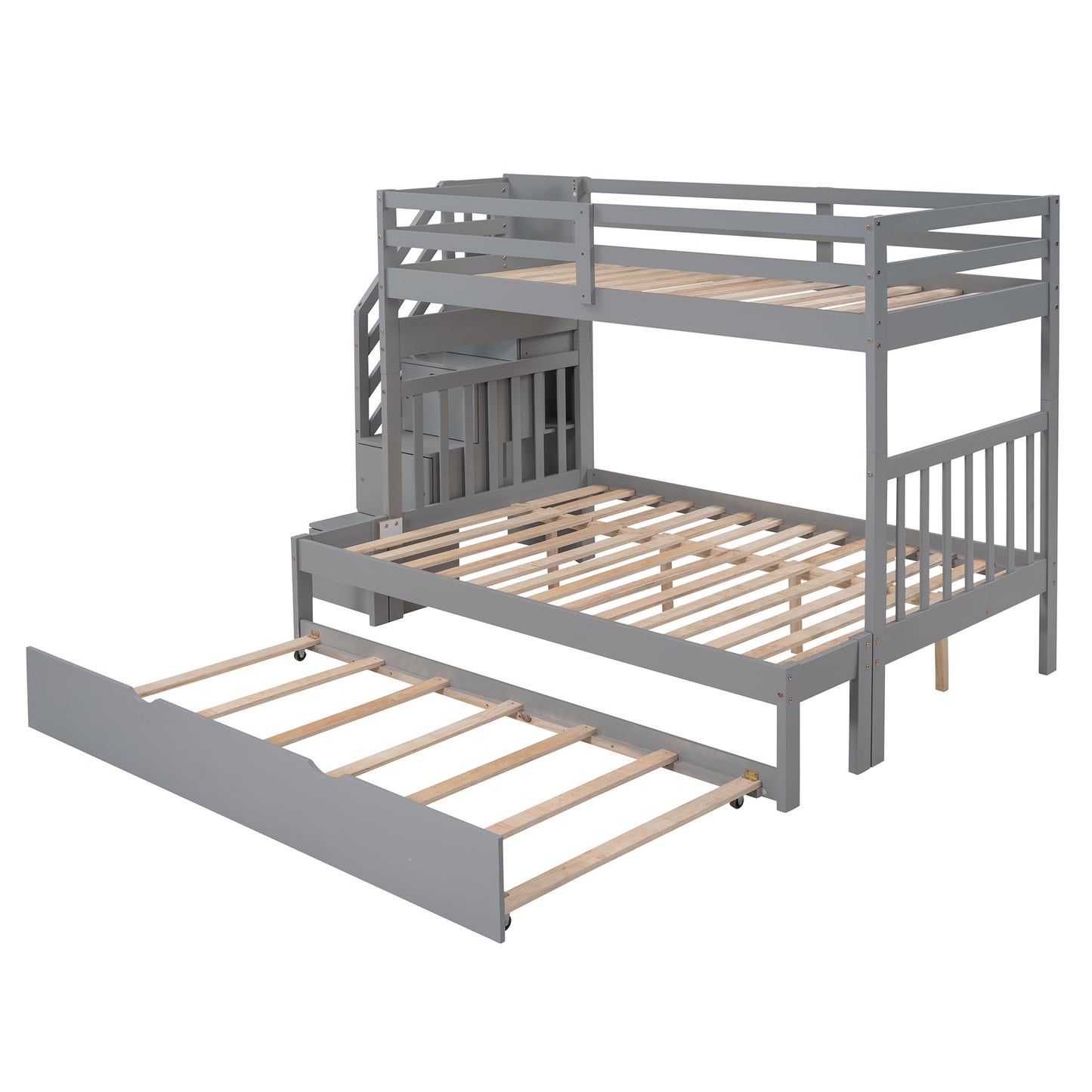 Twin over Twin/Full Bunk Bed w/Twin Size Trundle