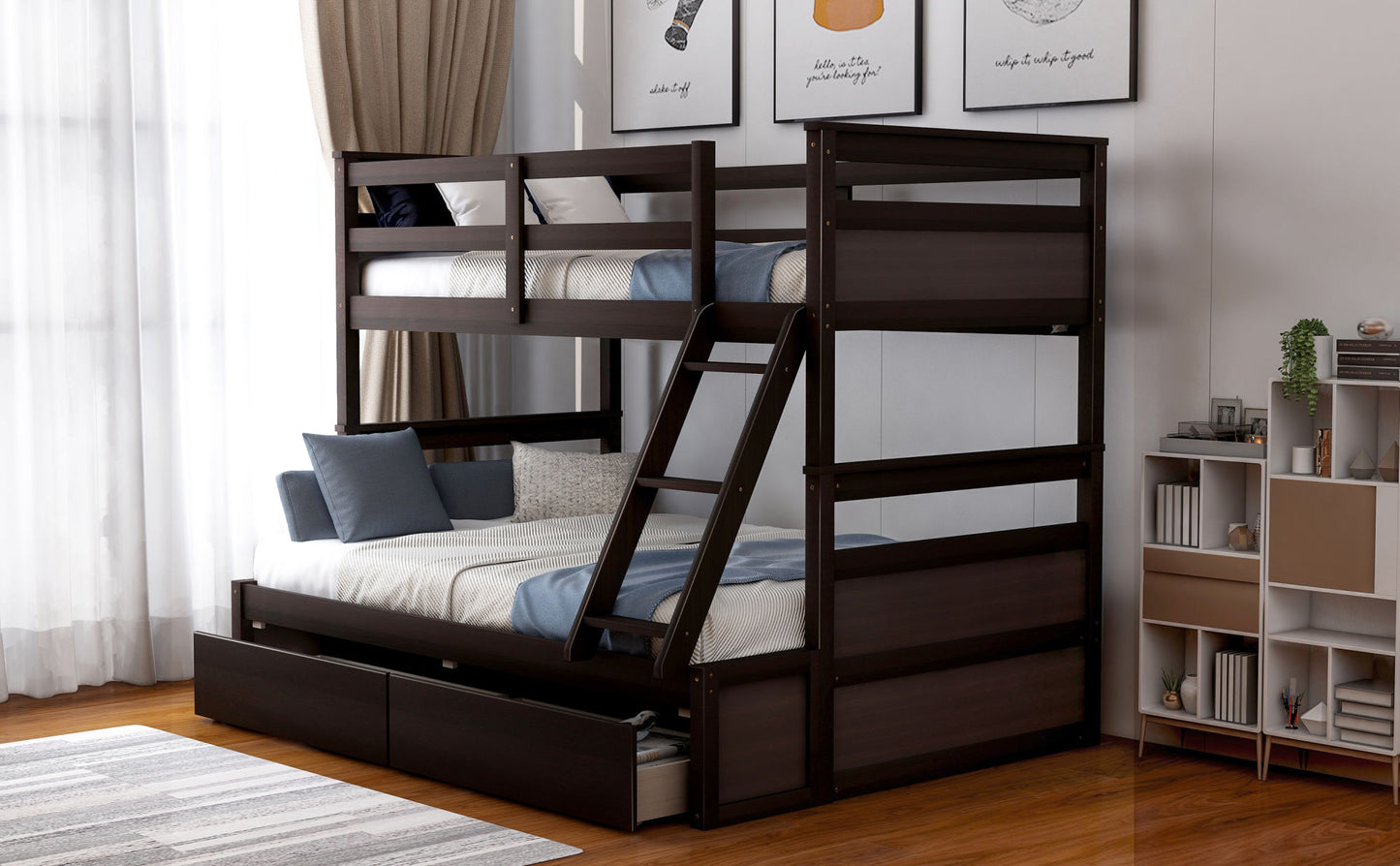 Twin over Full Bunk Bed w/Storage