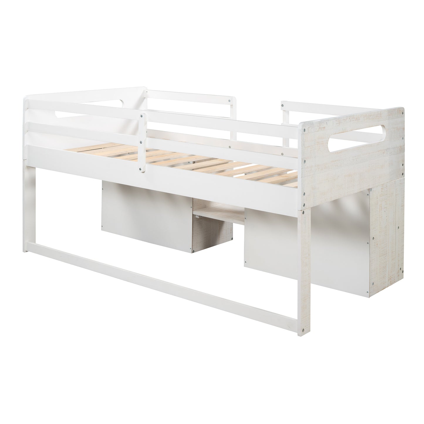 Twin size Loft Bed w/Two Shelves & Two drawers