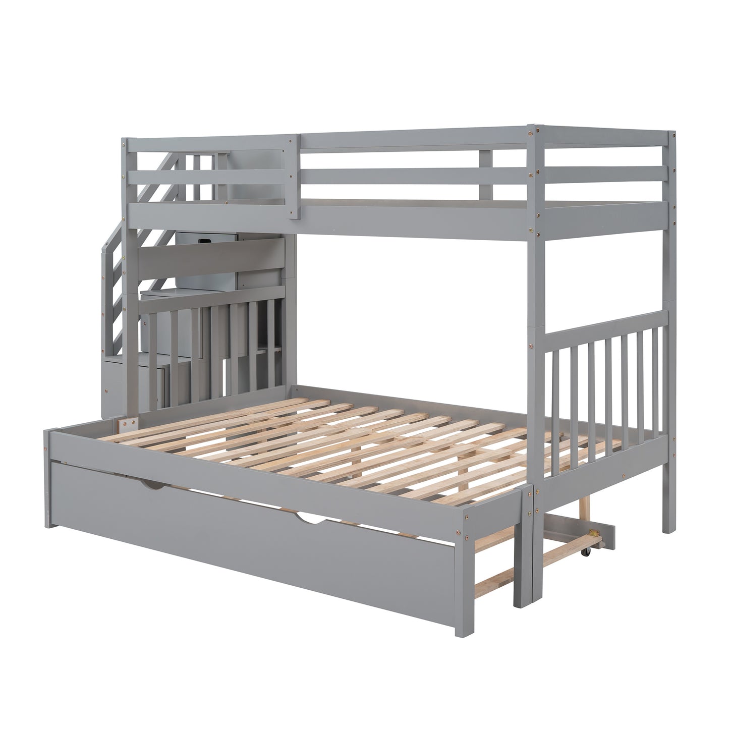 Twin over Twin/Full Bunk Bed w/Twin Size Trundle