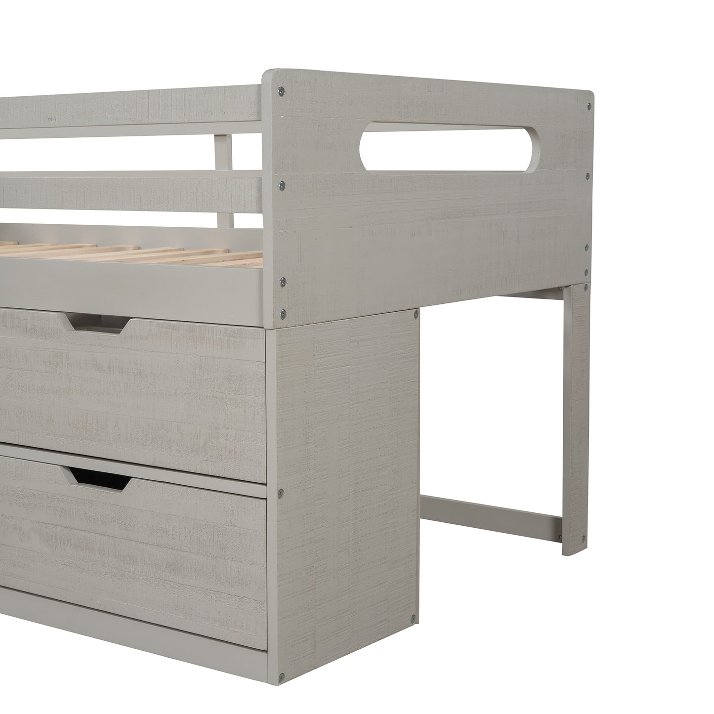 Twin size Loft Bed w/Two Shelves & Two drawers