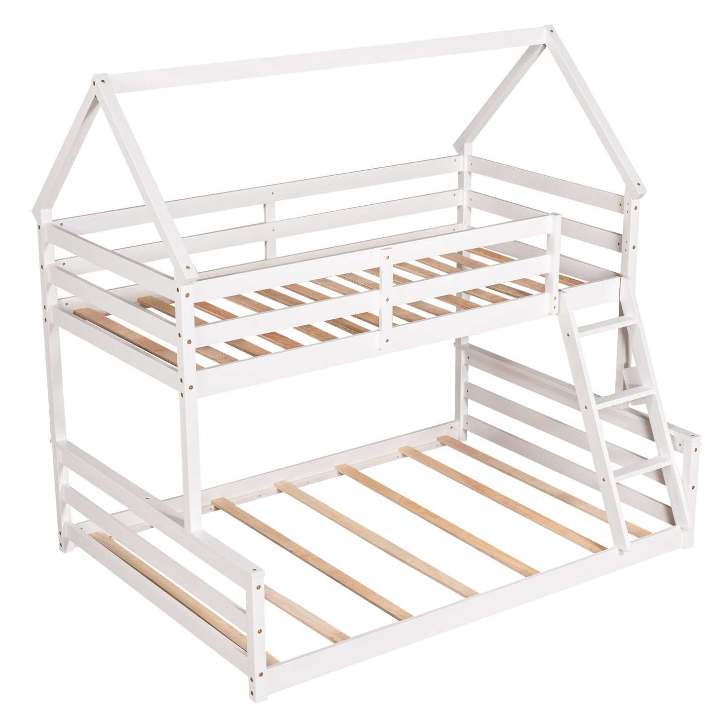 Twin over Full House Bunk Bed w/Built-in Ladder