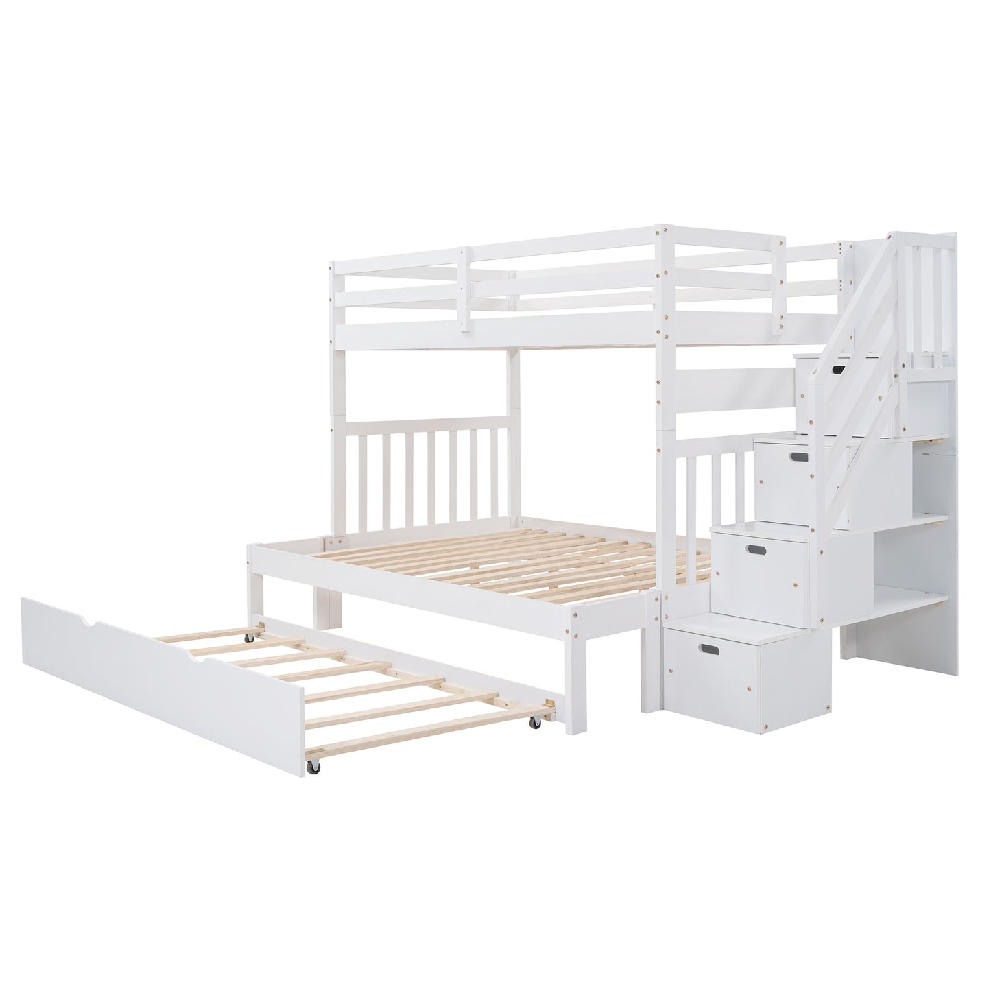 Twin over Twin/Full Bunk Bed w/Twin Size Trundle