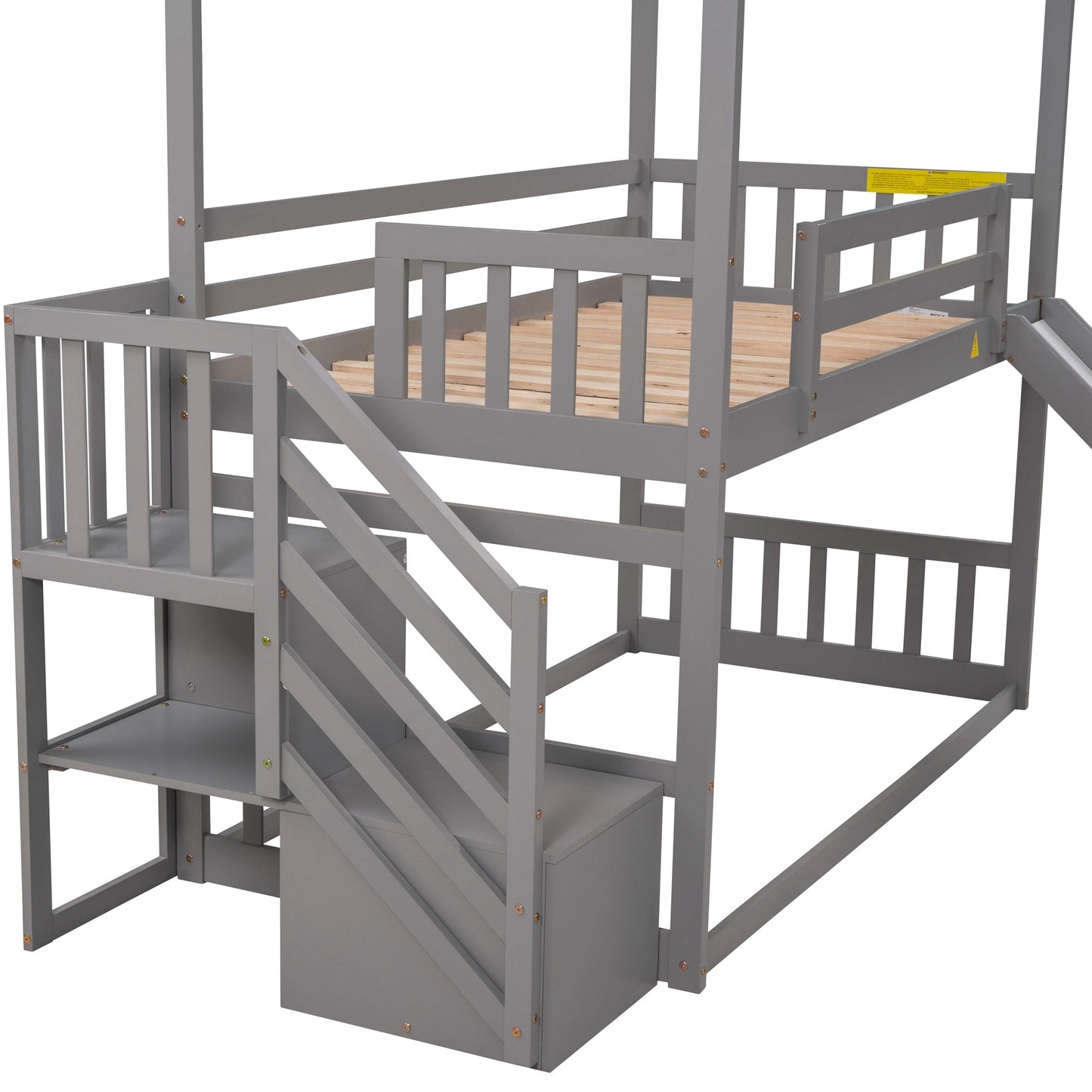 Twin over Twin Bunk Bed with Convertible Slide & Storage Staircase