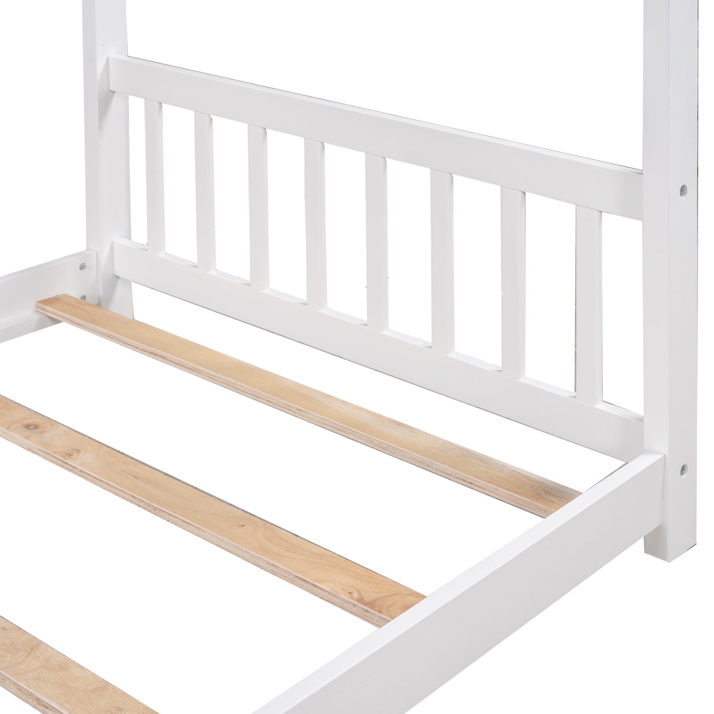 Roof Designed Platform Bed w/ Head & Footboard (White)