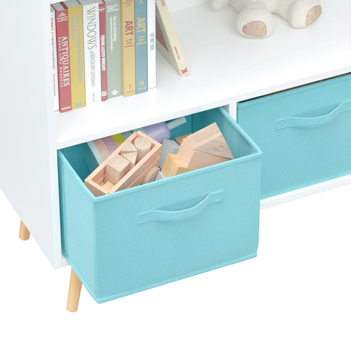 Kids bookcase w/ Collapsible Fabric Drawers