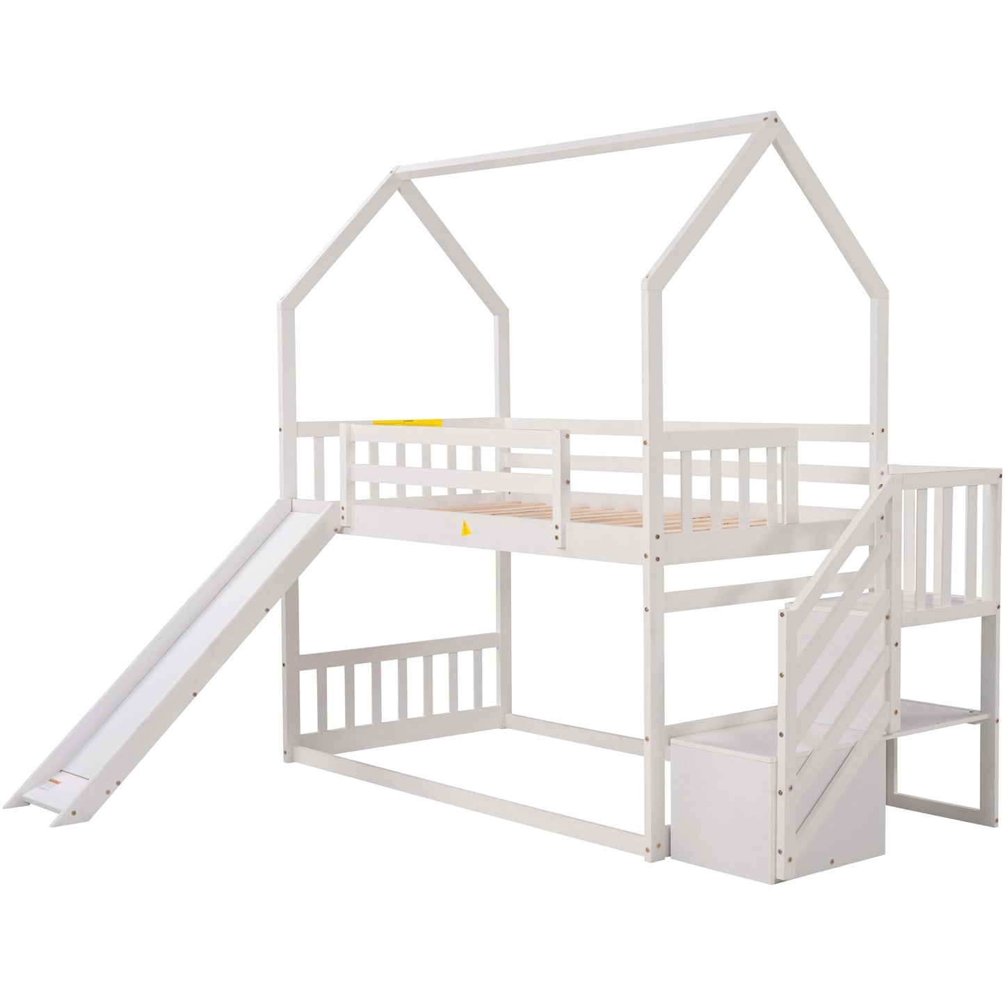 Twin over Twin Bunk Bed with Convertible Slide & Storage Staircase