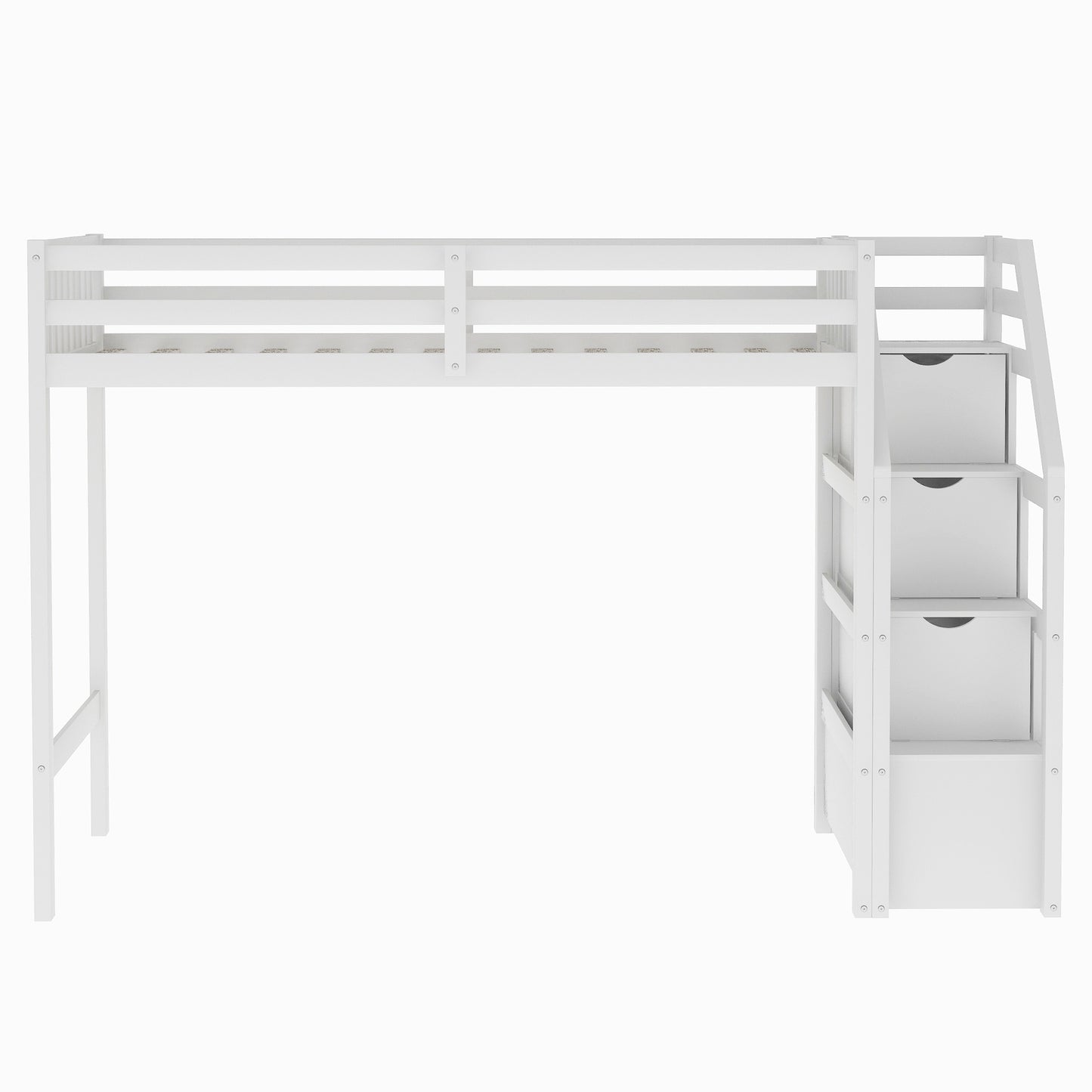 Twin over Full Loft Bed with Staircase (Gray)