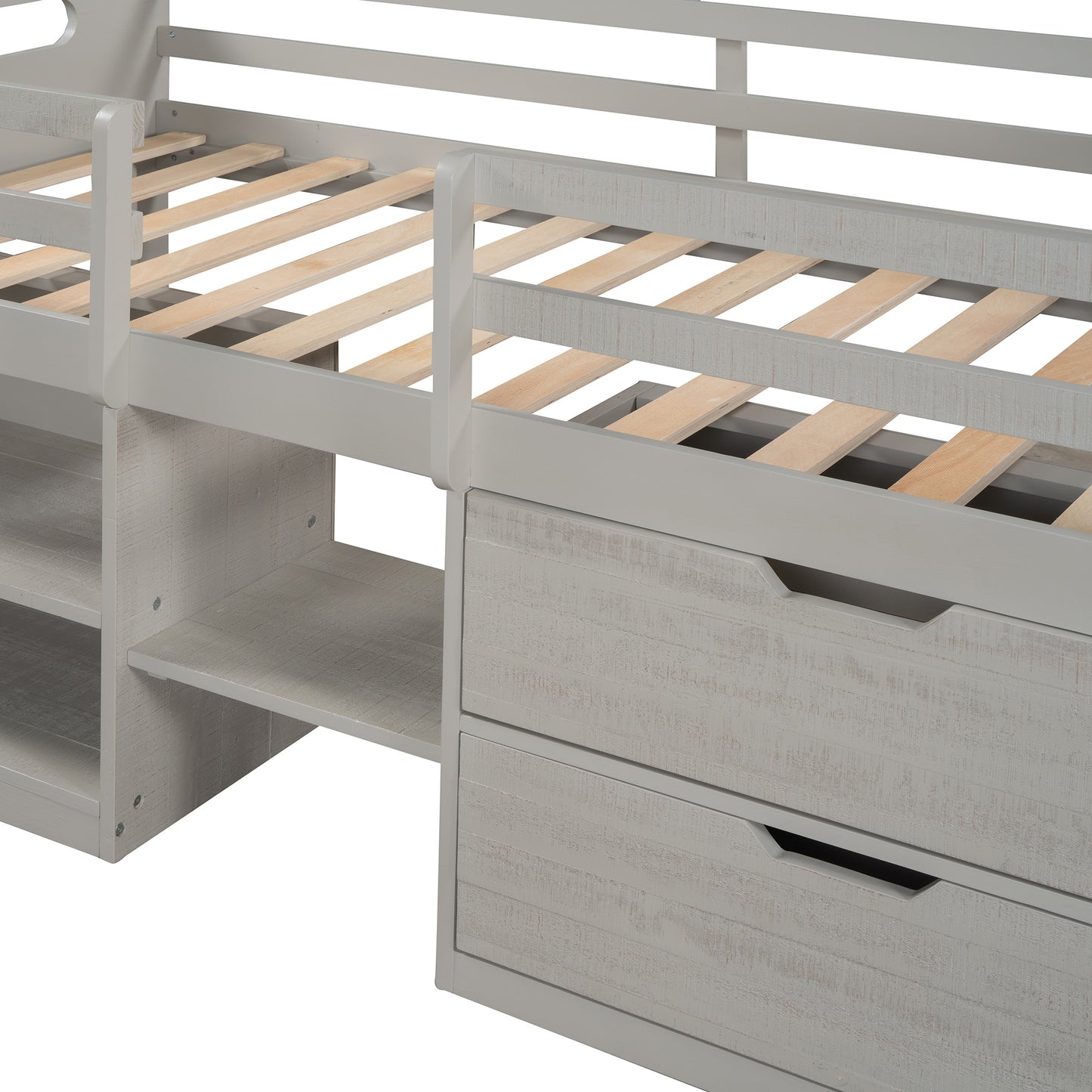 Twin size Loft Bed w/Two Shelves & Two drawers