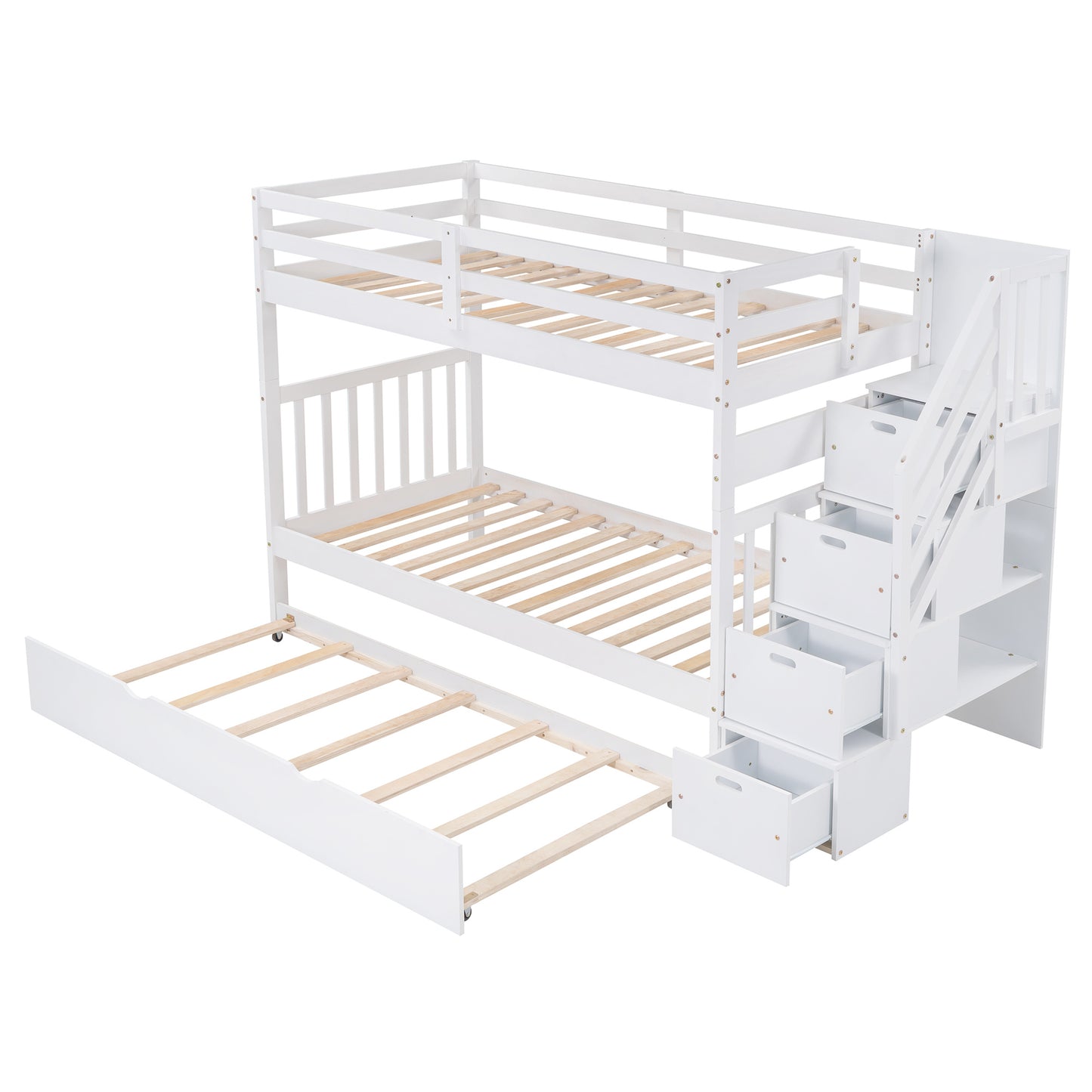 Twin over Twin/Full Bunk Bed w/Twin Size Trundle